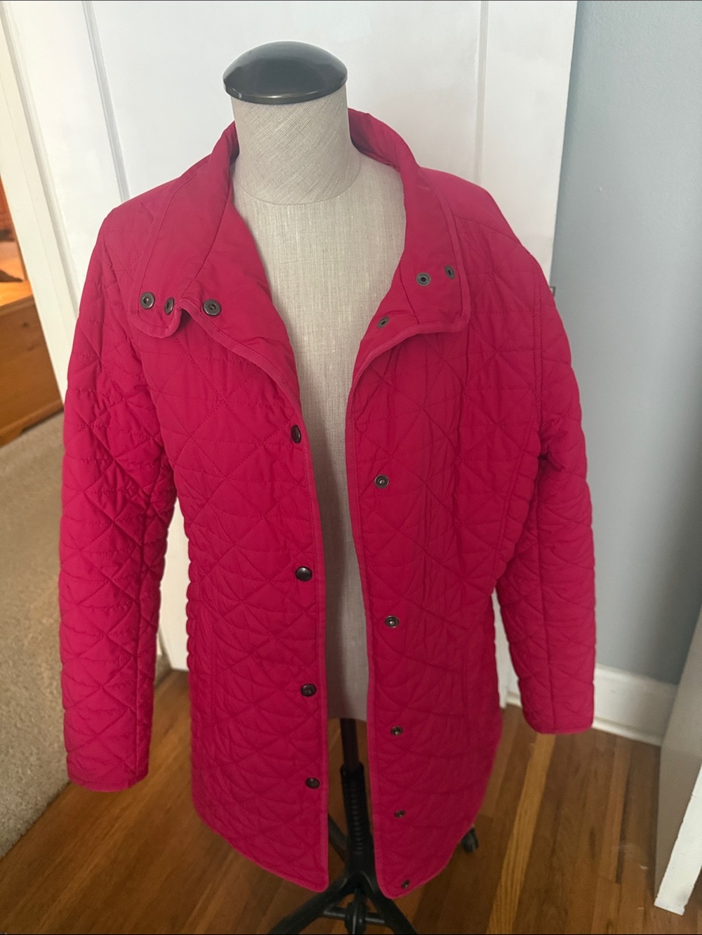 Lands End Women’s Quilted Snap-Front Jacket - Pink